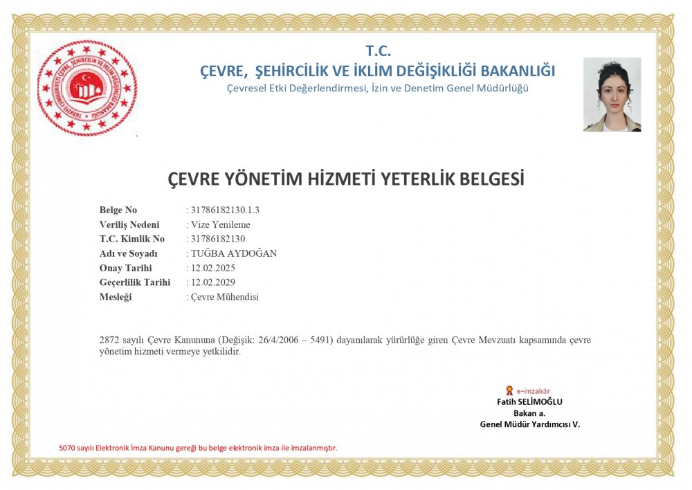 Çevre Görevlisi Belgesi