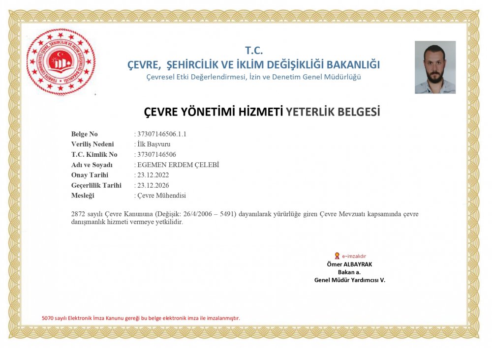 Çevre Görevlisi Belgesi