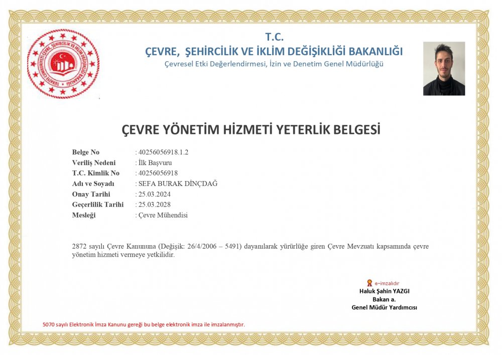 Çevre Görevlisi Belgesi